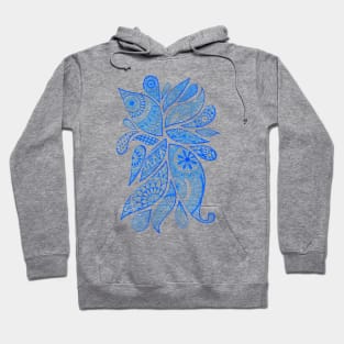 Abstract Zentangle Swirls Design (blue on white) Hoodie